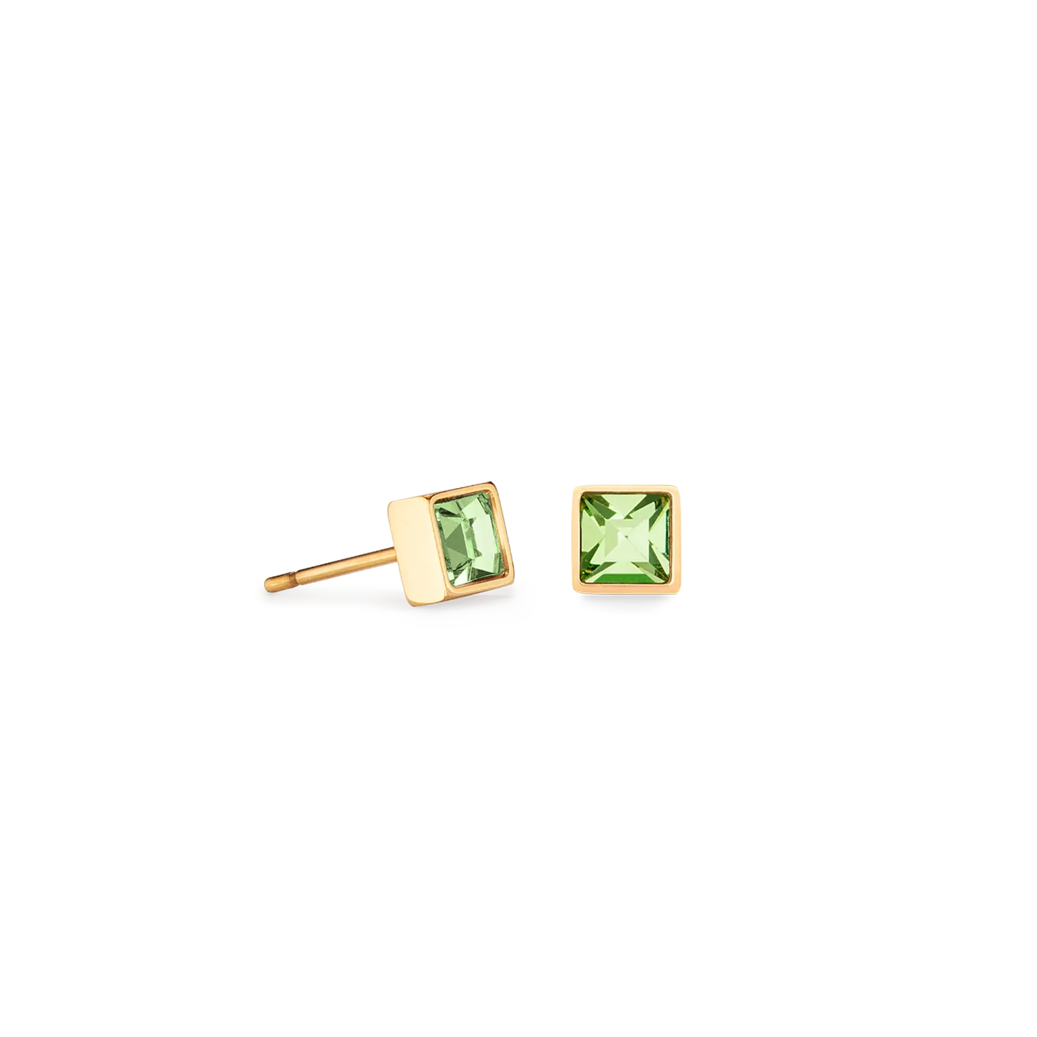 Brilliant Square small earrings gold green