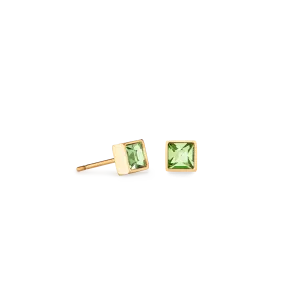 Brilliant Square small earrings gold green