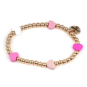 CHARM IT! Gold Bead Multi Heart Stretch Bracelet