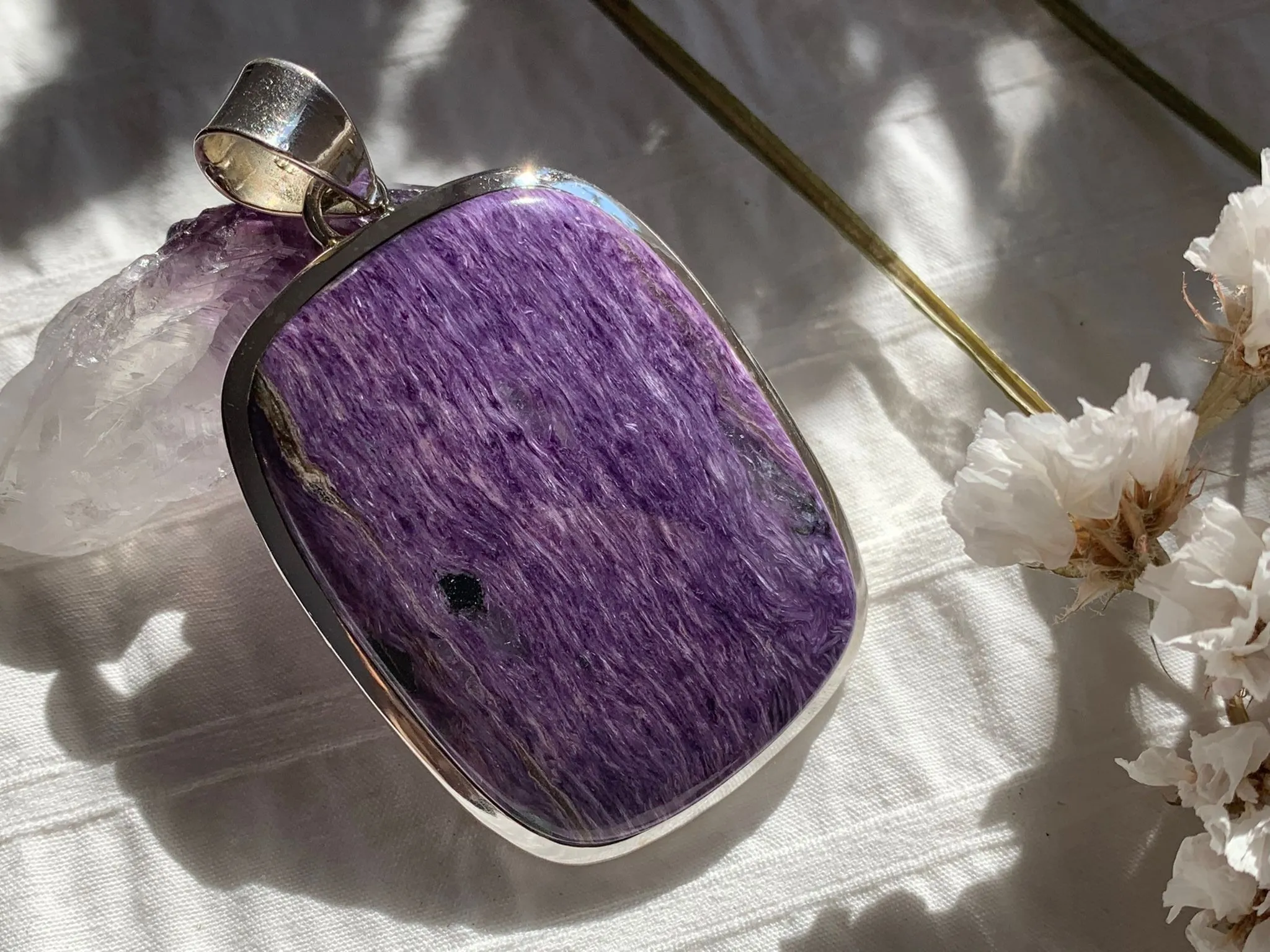 Charoite Naevia Pendant - XLarge Square