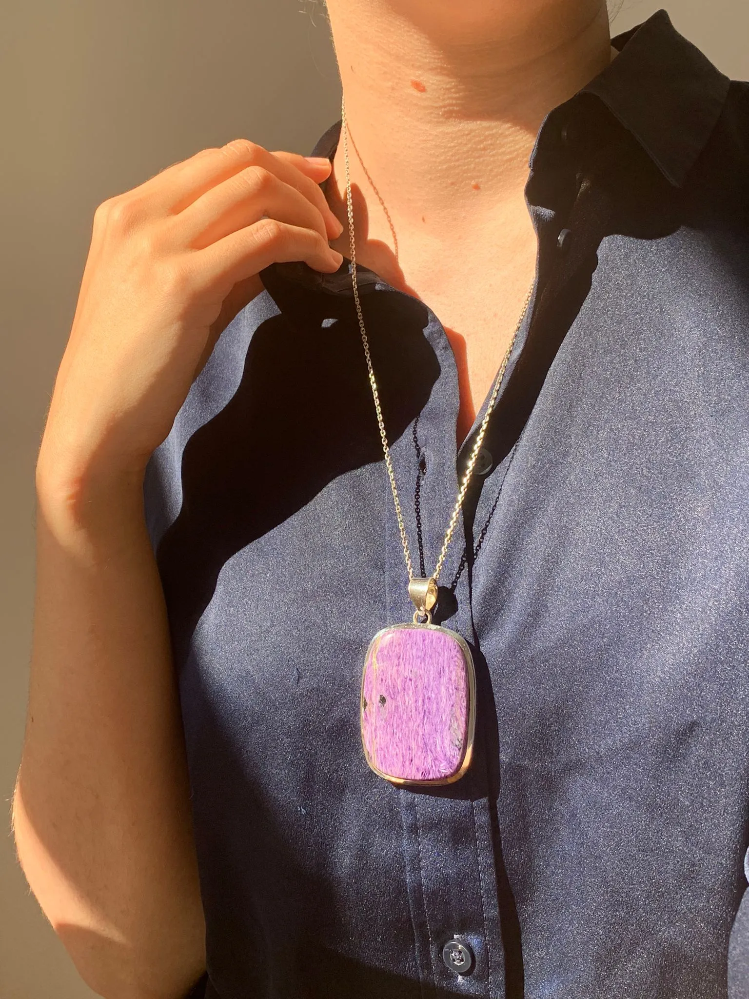 Charoite Naevia Pendant - XLarge Square