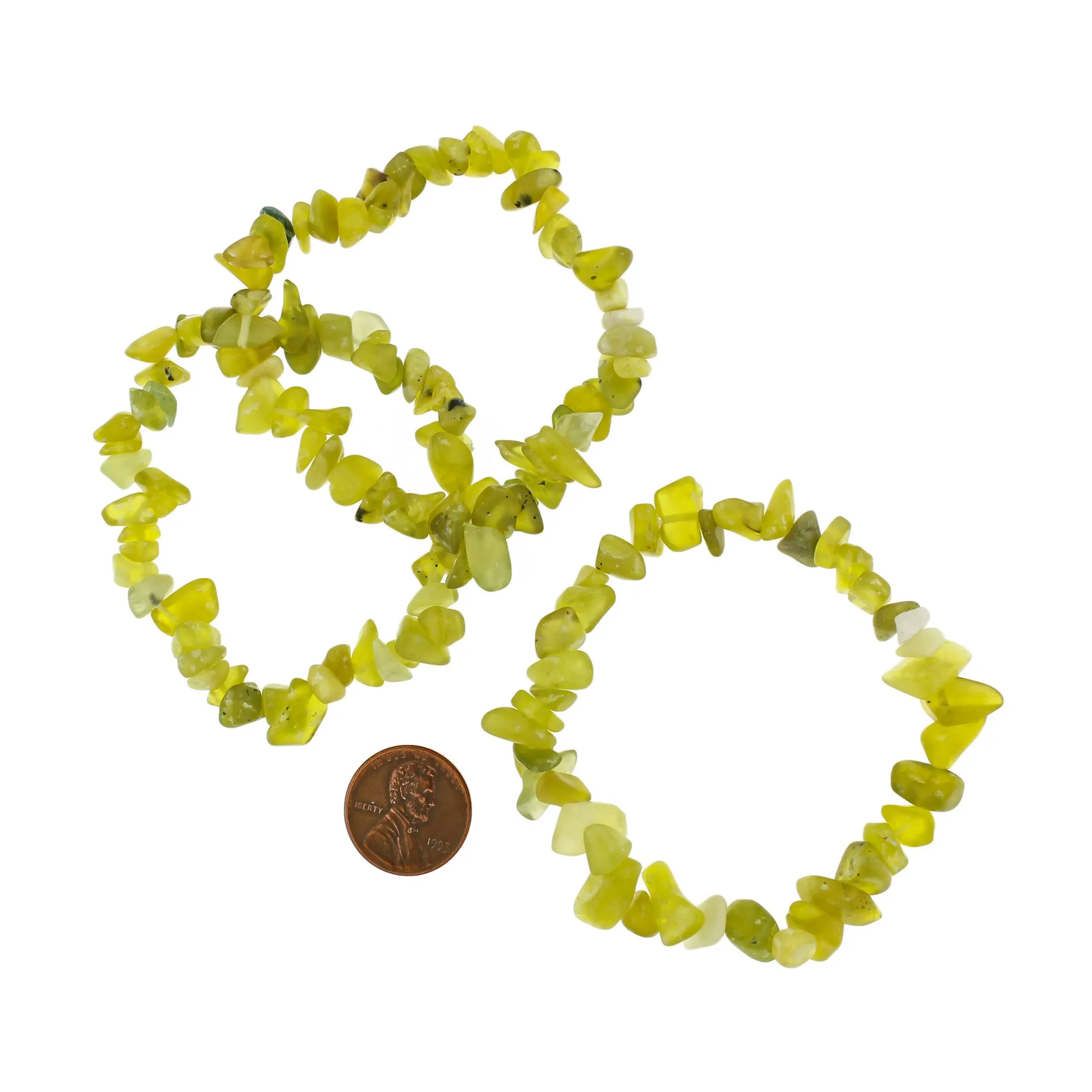 Chip Glass Bead Bracelet - 47mm - Pale Green - 1 Bracelet - BB225