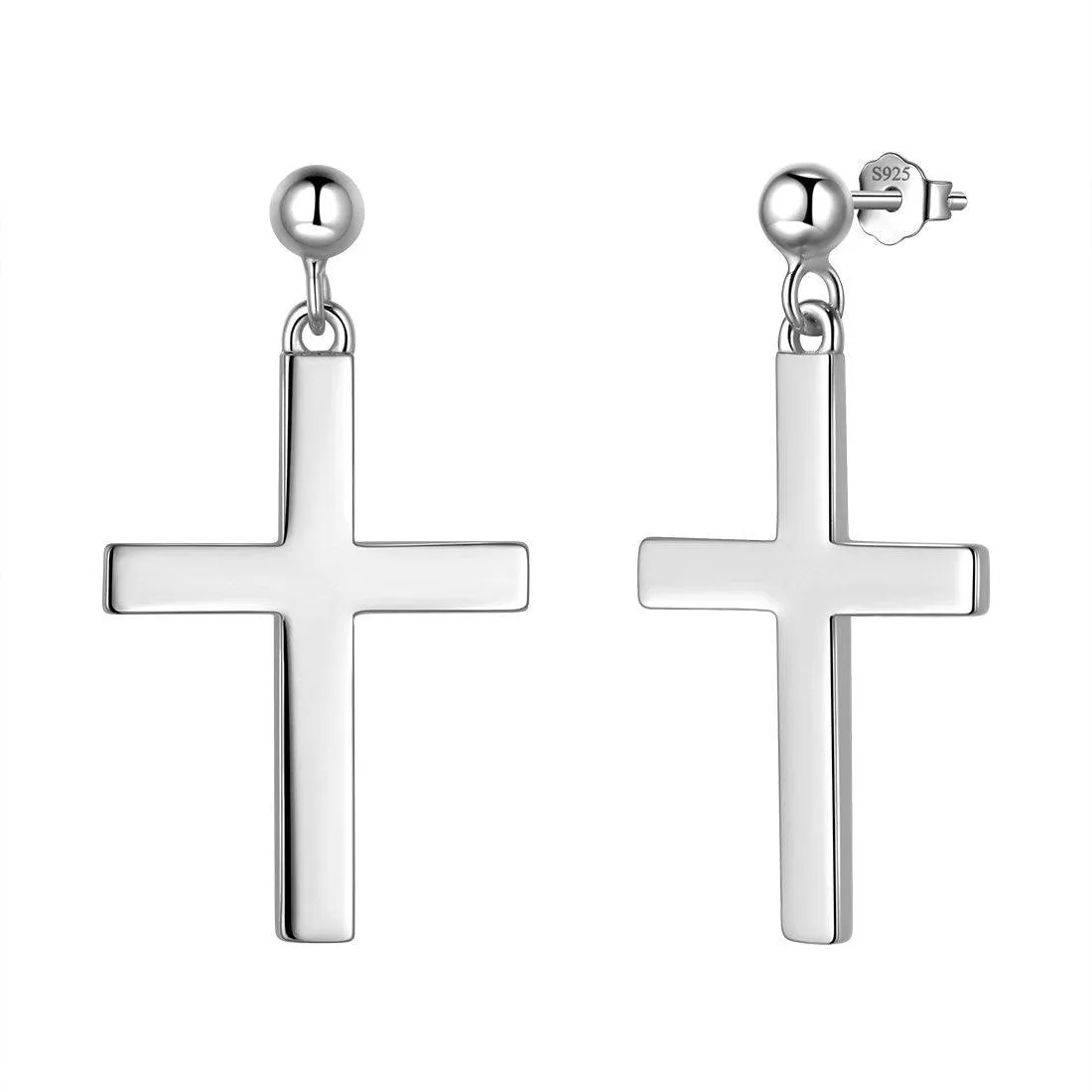 Classic Cross Drop Earrings Women Mens Jewelry Sterling Silver