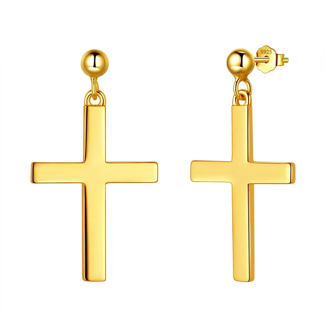 Classic Cross Drop Earrings Women Mens Jewelry Sterling Silver