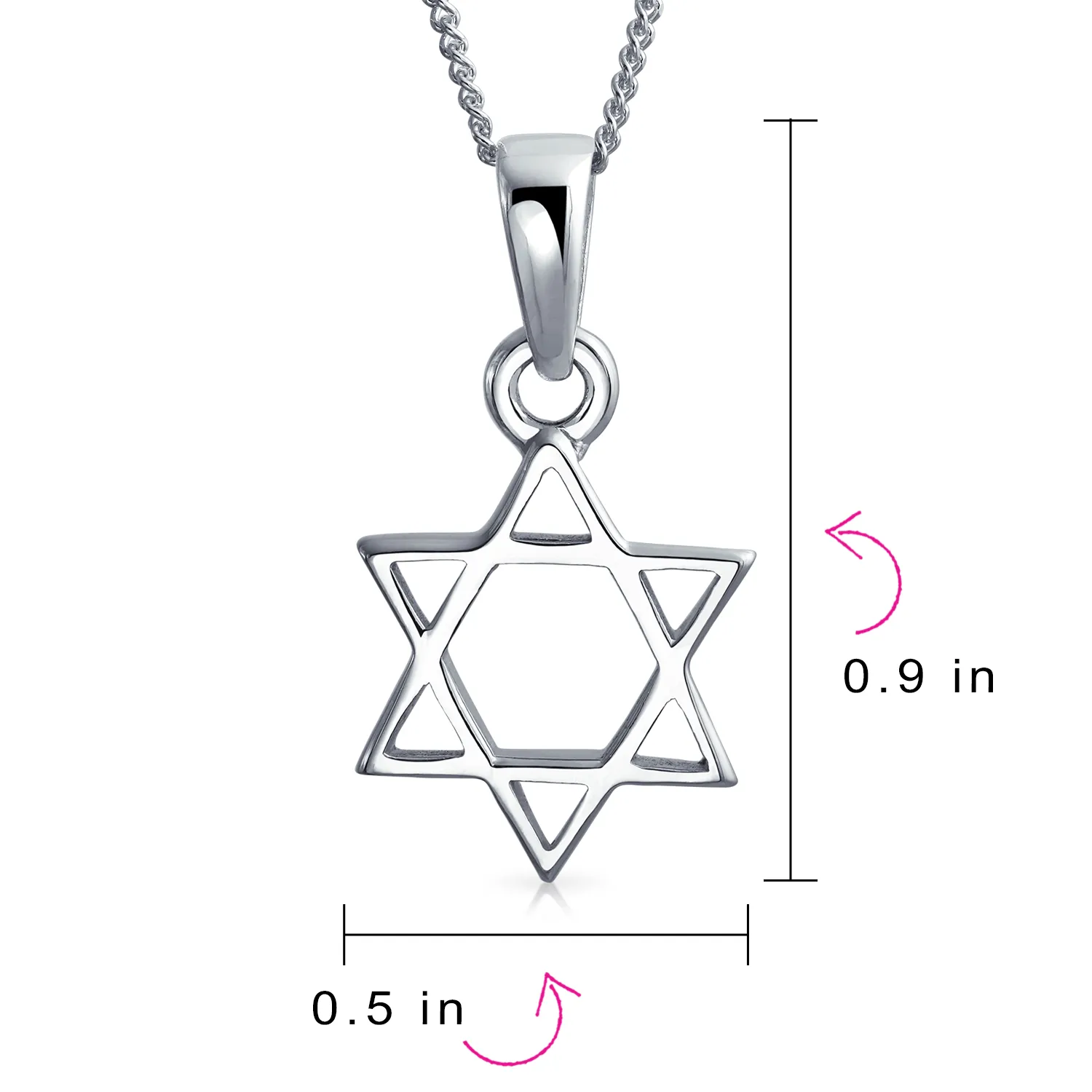 Classic Judaica Star of David Pendant Necklace in Sterling Silver for Teens