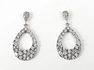 Classic Pear Shape Loose Stone Style CZ Setting Dangle Brass Earrings