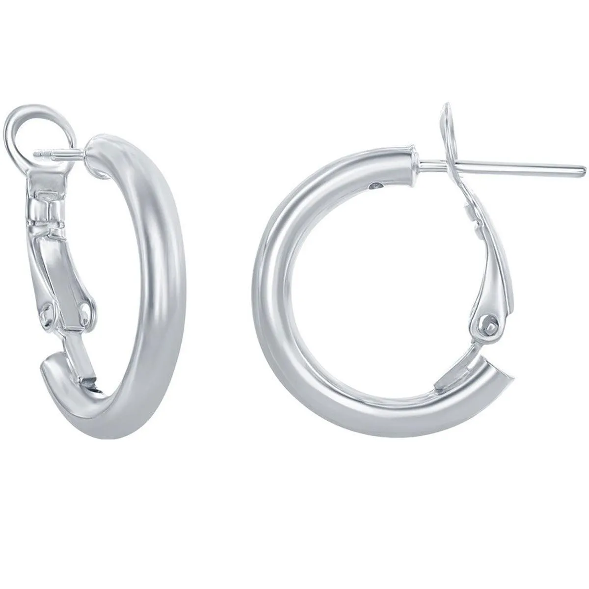 Classic Women's Earrings - Sterling Silver 20x4mm Hoop French Wire Closure | A-1375