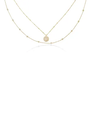 Crystal Disc Layered Necklace Set