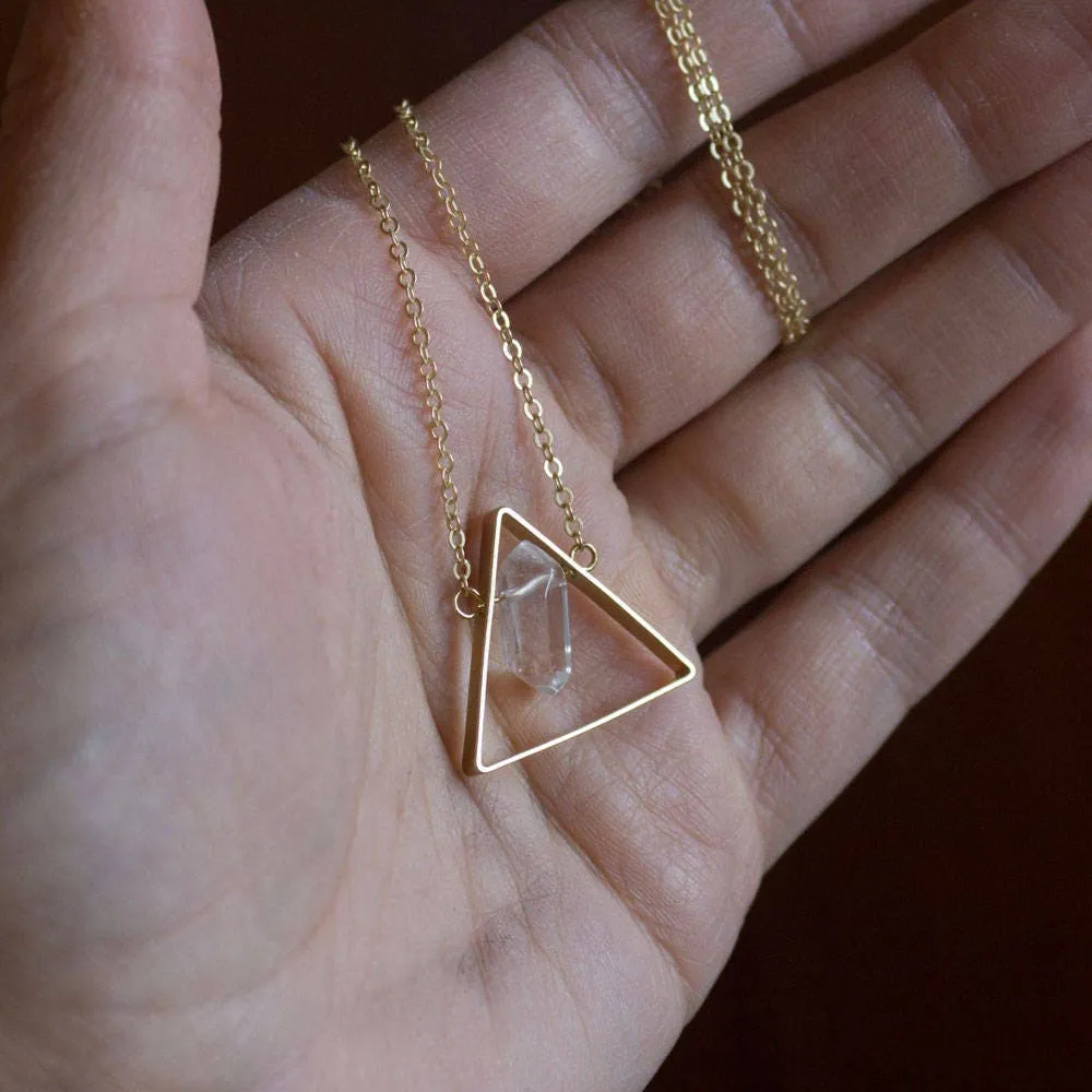 Crystal Necklace and Amethyst Triangle Necklace