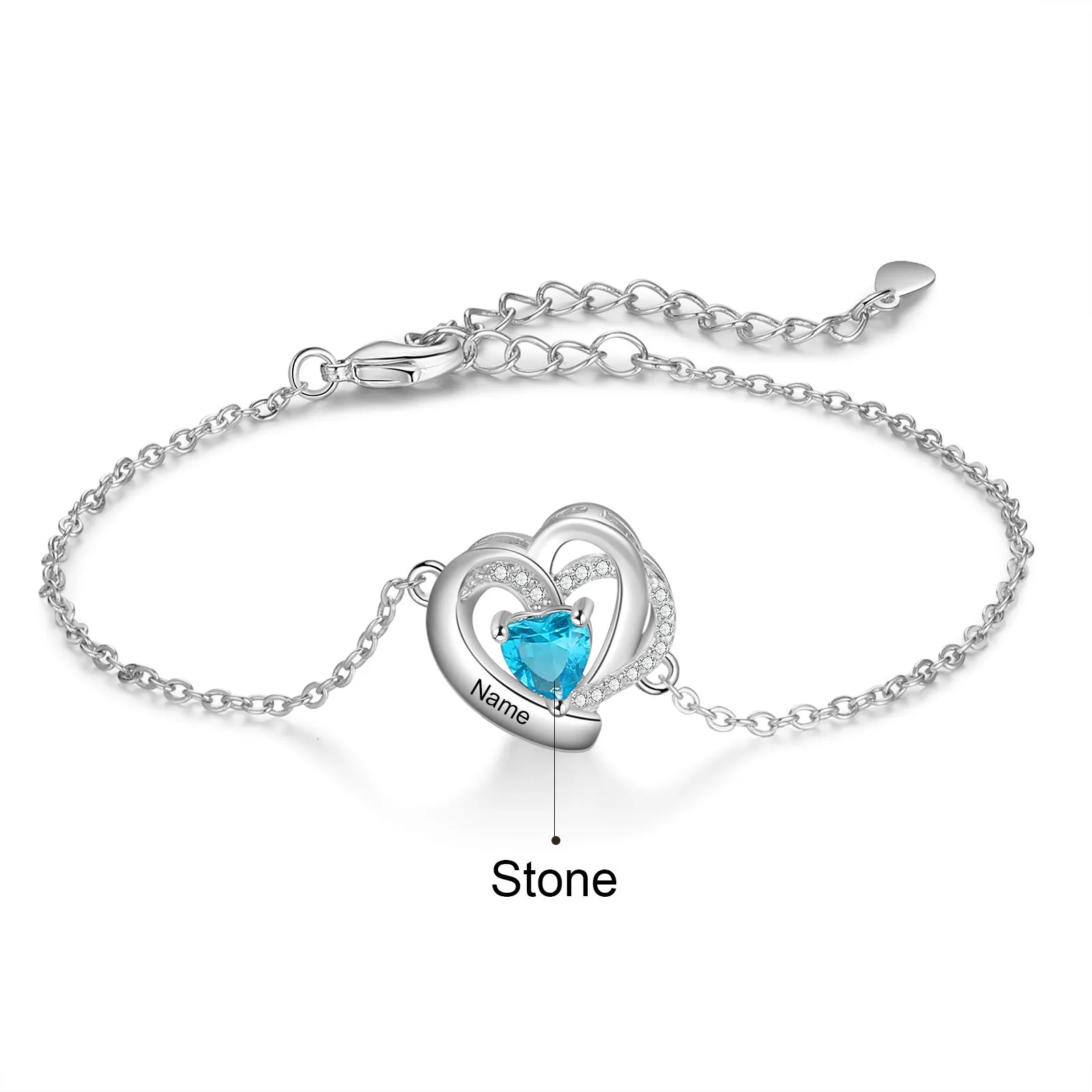 Custom Birthstone Heart Bracelet