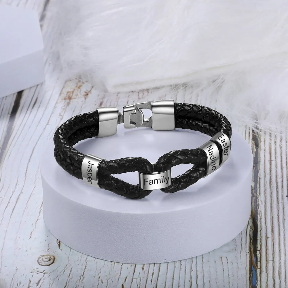 Custom Stainless Steel Leather Bracelet