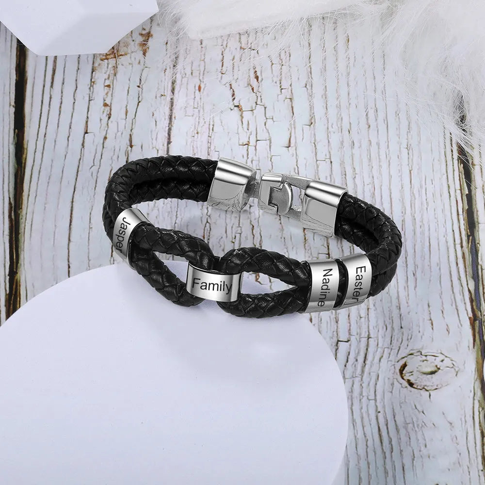 Custom Stainless Steel Leather Bracelet