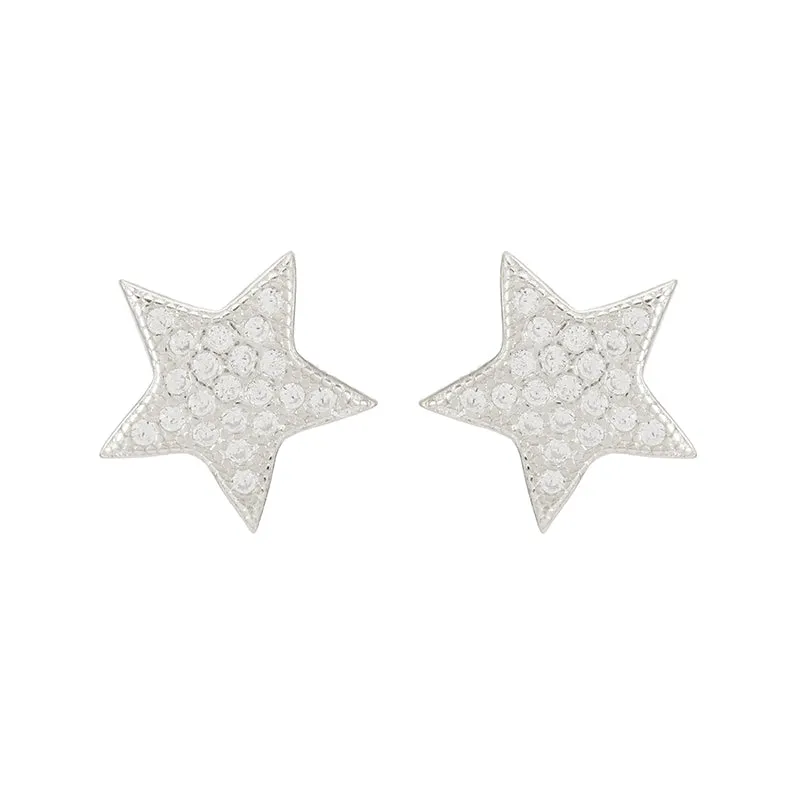 CZ Pavé Small Star Studs