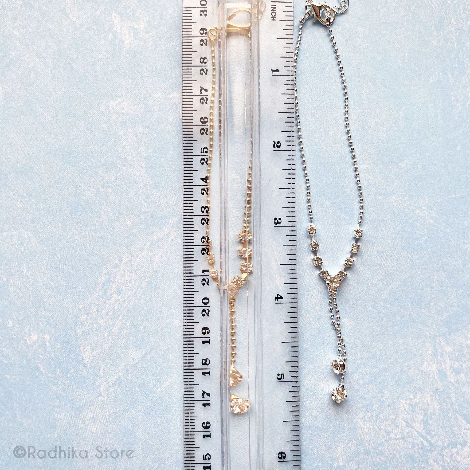 Dangling Rhinestones- Deity Necklaces - Choose Silver or Gold Color -