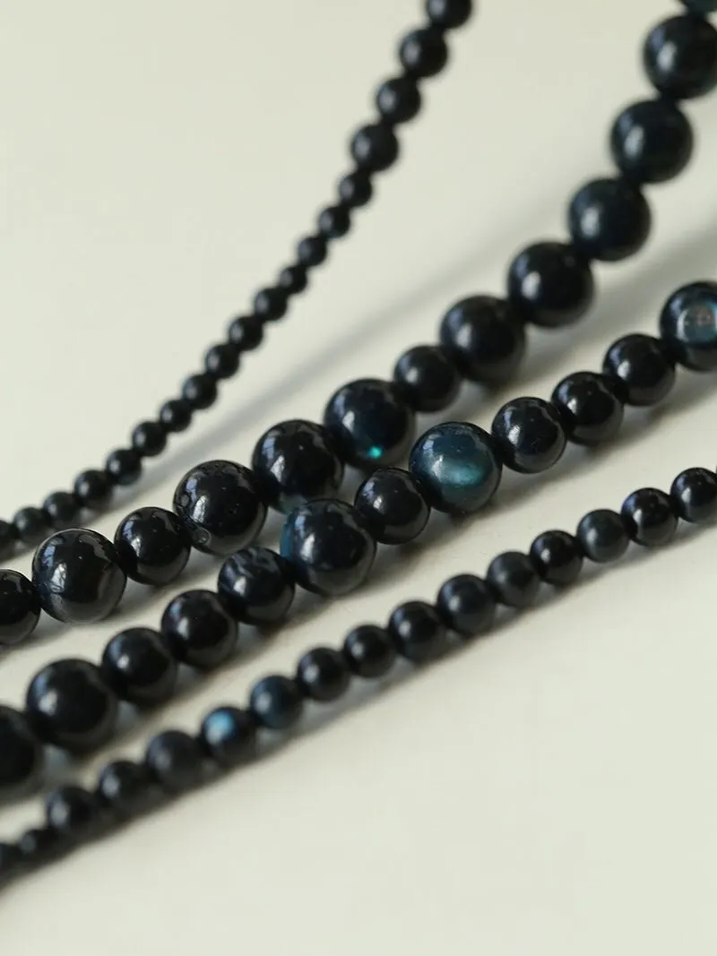 Delicate Black Mother-of-Pearl Gradient Beaded Long Necklace