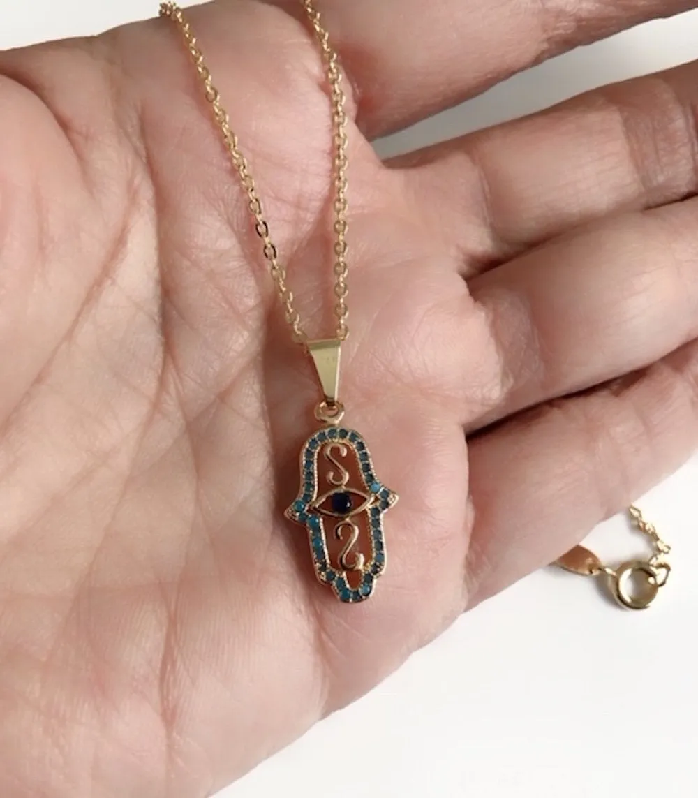 Delicate Hamsa Hand Gold Necklace