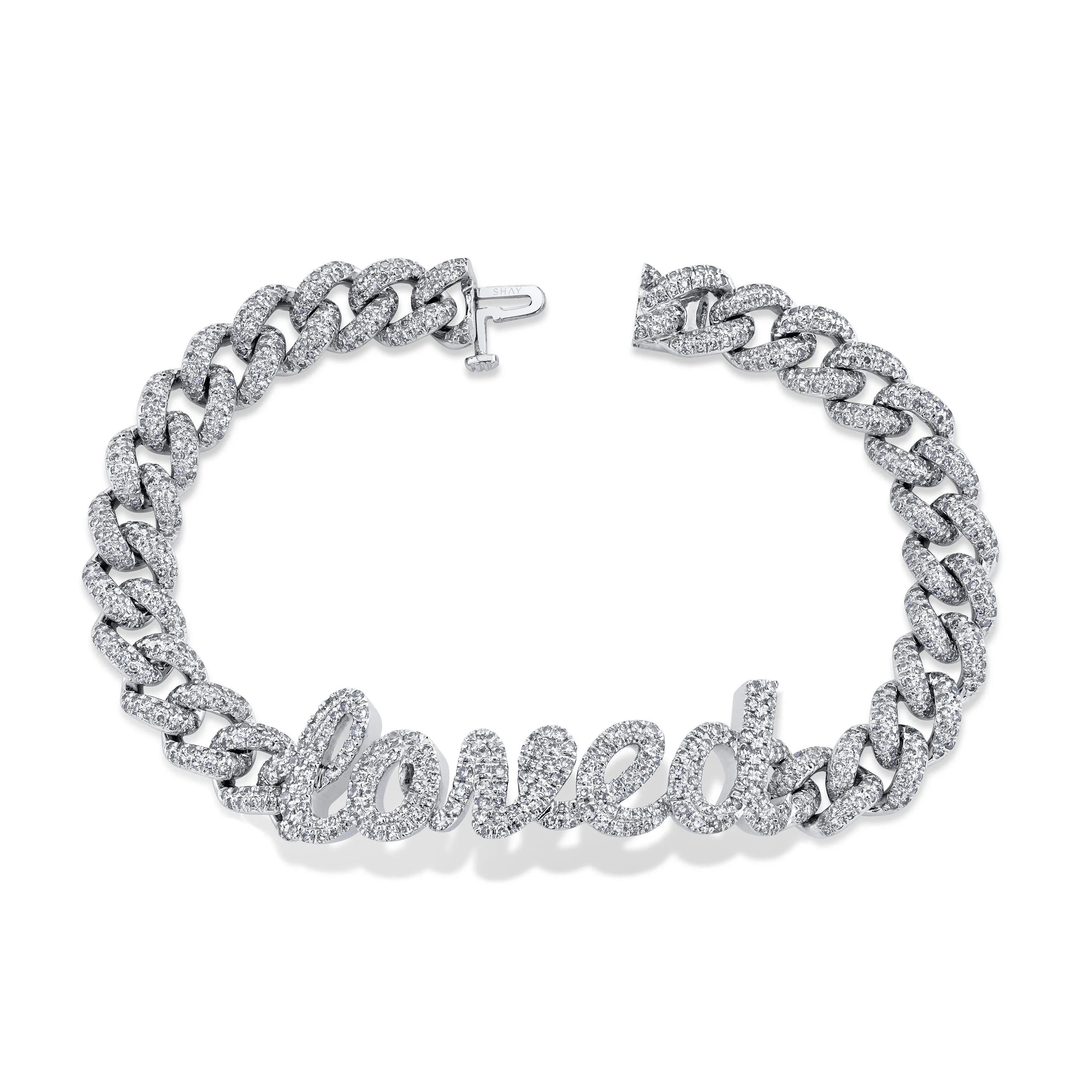 DIAMOND PAVE PERSONALIZED 5 LETTER MEDIUM LINK BRACELET