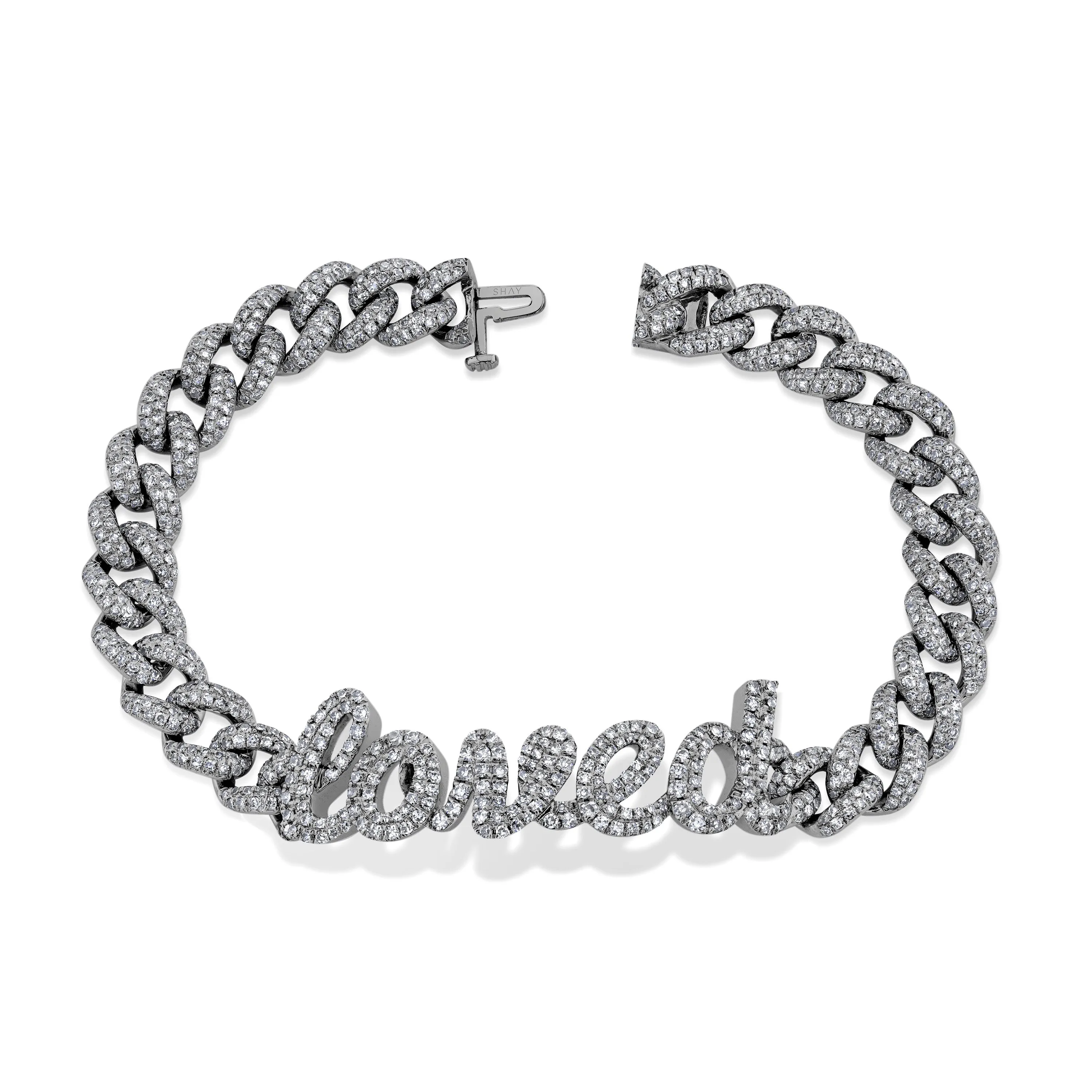 DIAMOND PAVE PERSONALIZED 5 LETTER MEDIUM LINK BRACELET