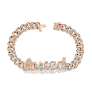 DIAMOND PAVE PERSONALIZED 5 LETTER MEDIUM LINK BRACELET