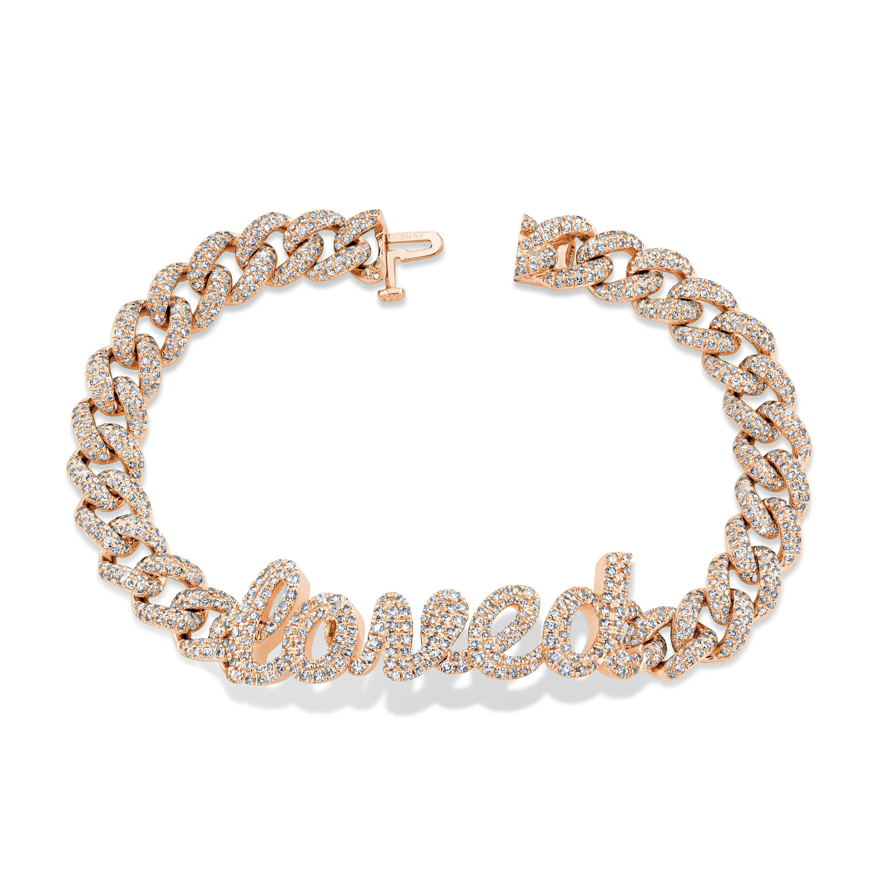 DIAMOND PAVE PERSONALIZED 5 LETTER MEDIUM LINK BRACELET