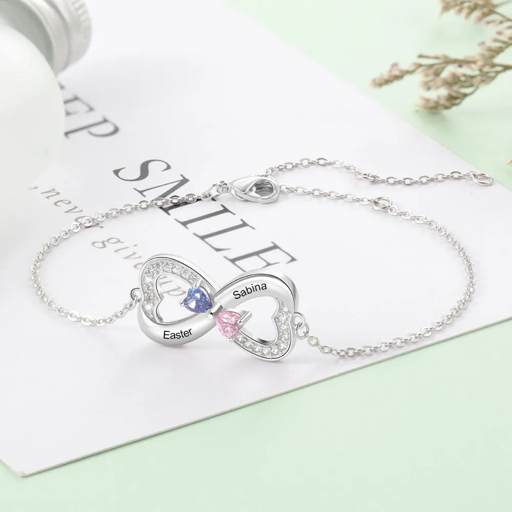 Double Heart Shape Bracelet with Personalized Names