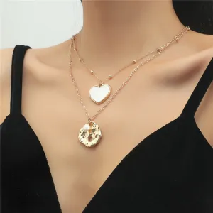 Double Layer Love Necklace Metal Sweet Personality Multilayer Clavicle Chain