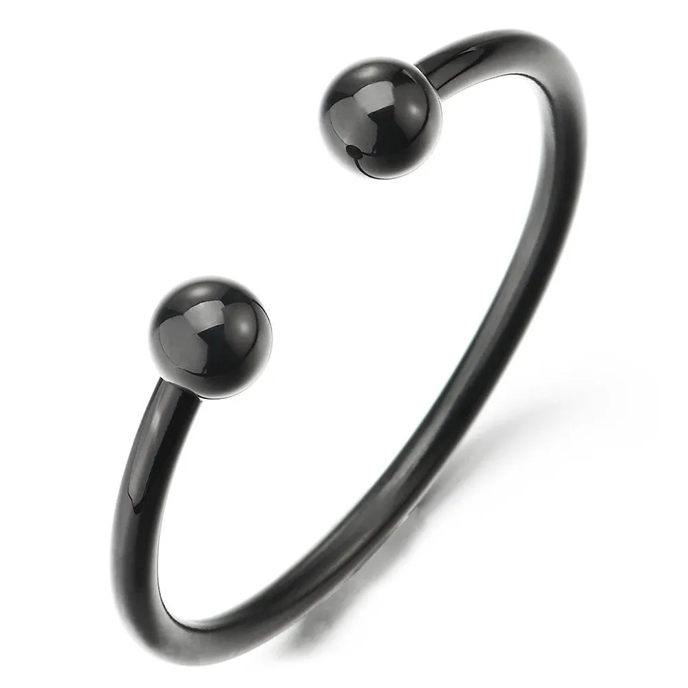 Elastic Adjustable Stainless Steel Ball Cuff Bangle Bracelet for Men Women Polished