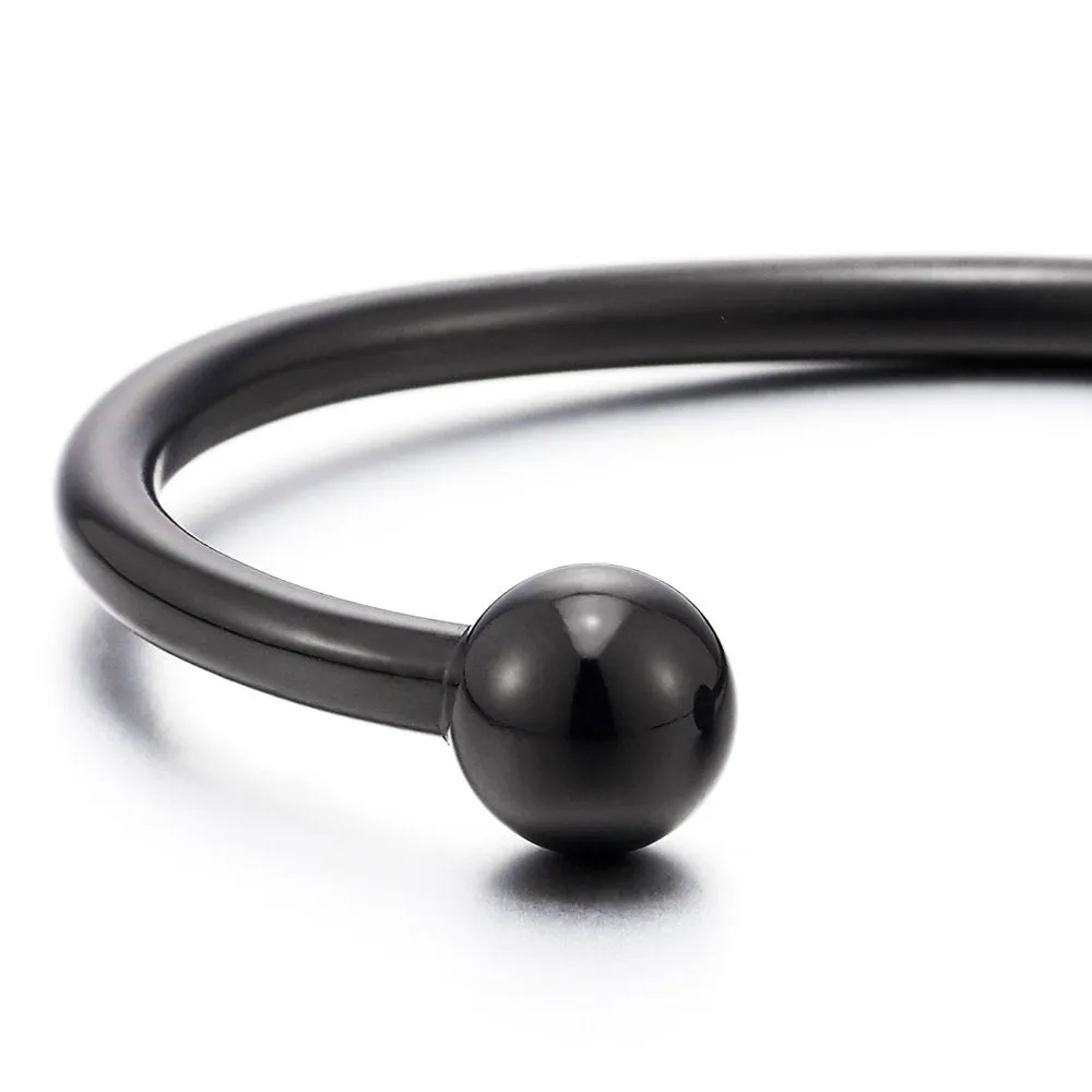 Elastic Adjustable Stainless Steel Ball Cuff Bangle Bracelet for Men Women Polished