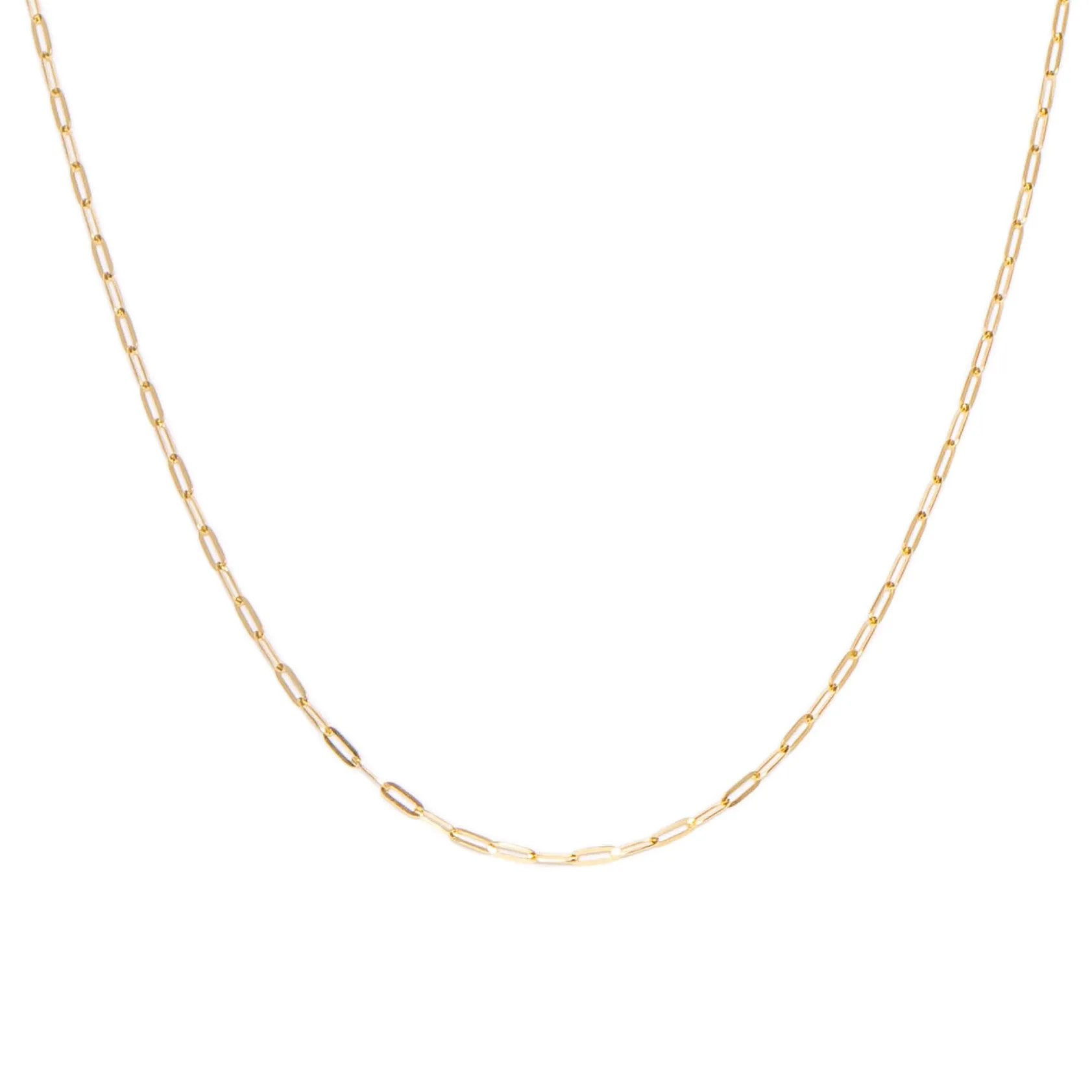 Flat Drawn Cable Chain Necklace | Solid 14k Gold