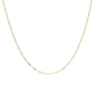 Flat Drawn Cable Chain Necklace | Solid 14k Gold