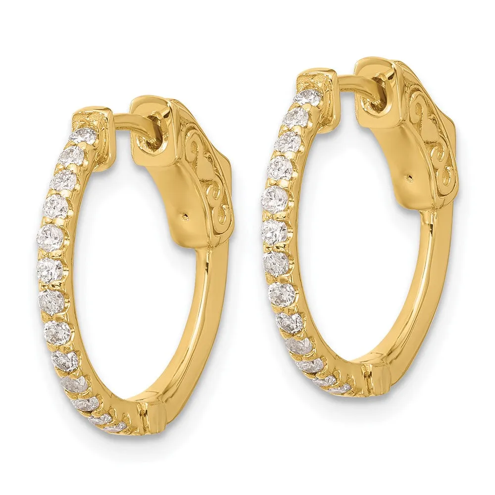 Gold 0.40ct 26-1.5mm Round Hoop with Safety Clasp Diamond Earrings - Model XE3255AA