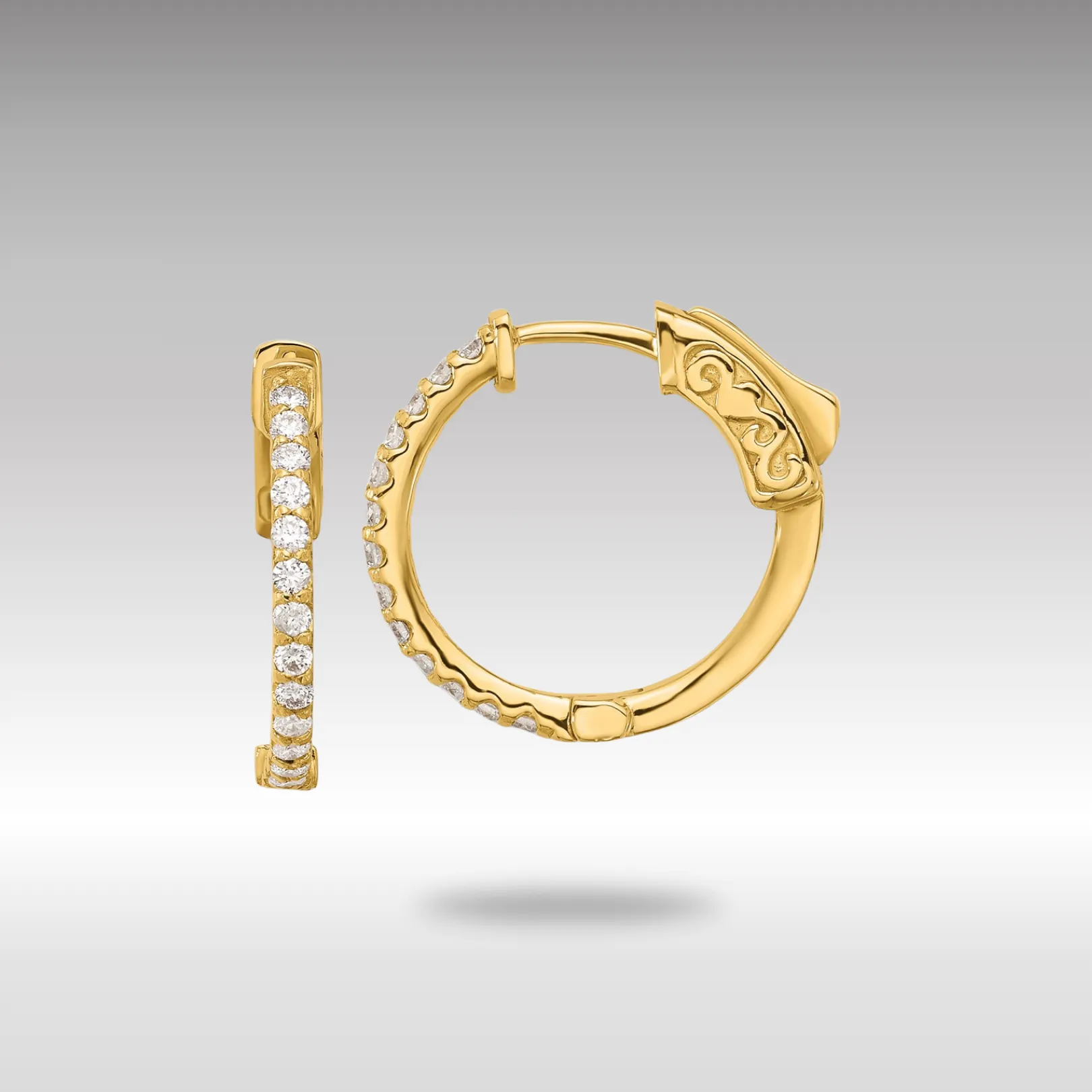 Gold 0.40ct 26-1.5mm Round Hoop with Safety Clasp Diamond Earrings - Model XE3255AA