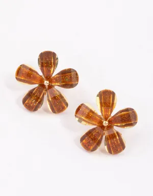 Gold Classic Flower Stud Earrings