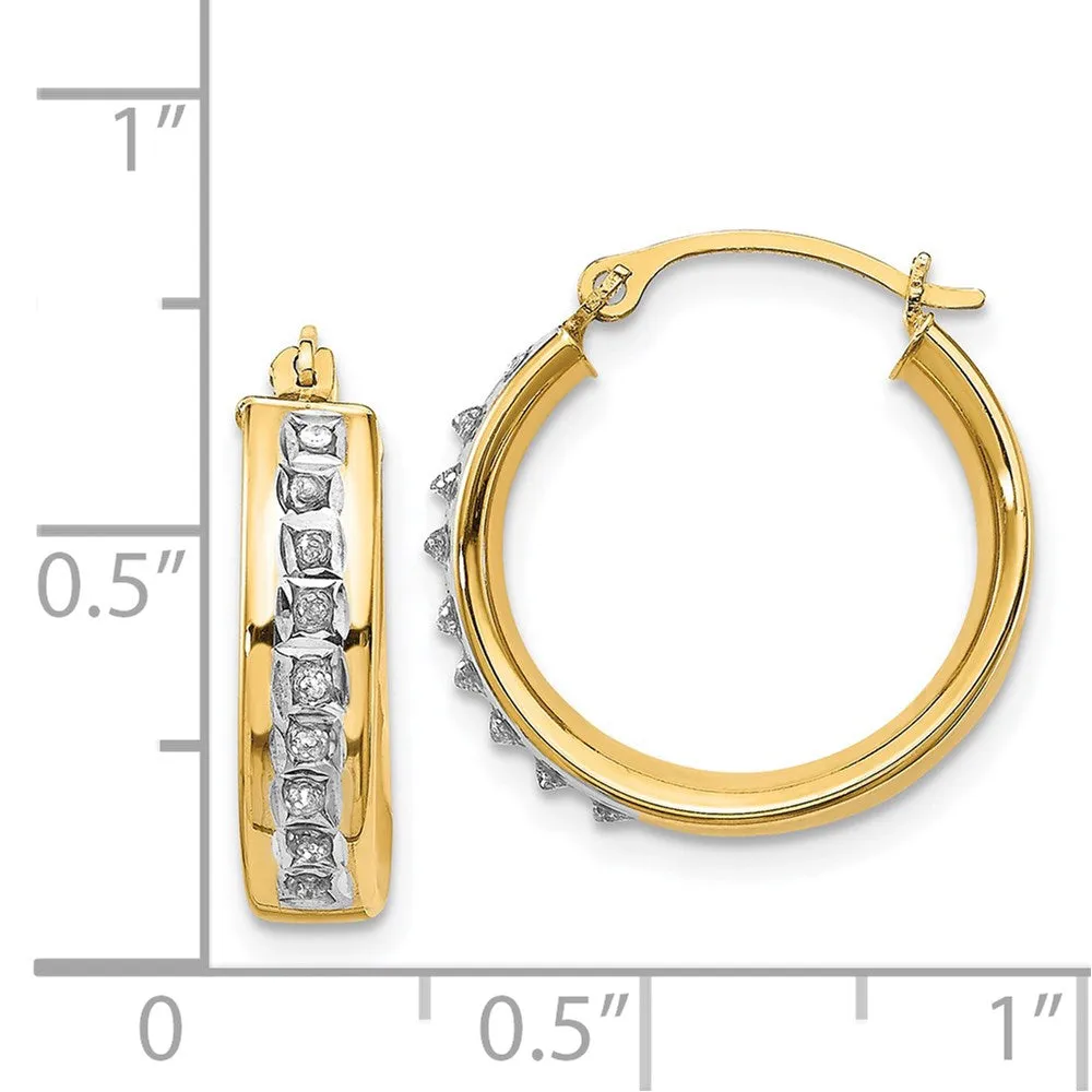 Gold Diamond Fascination Round Hoop Earrings - Model DF143