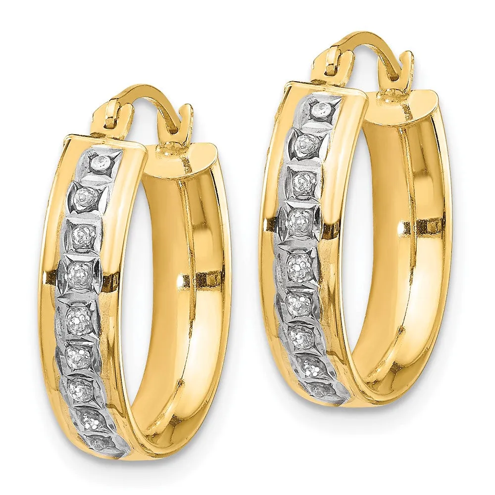 Gold Diamond Fascination Round Hoop Earrings - Model DF143