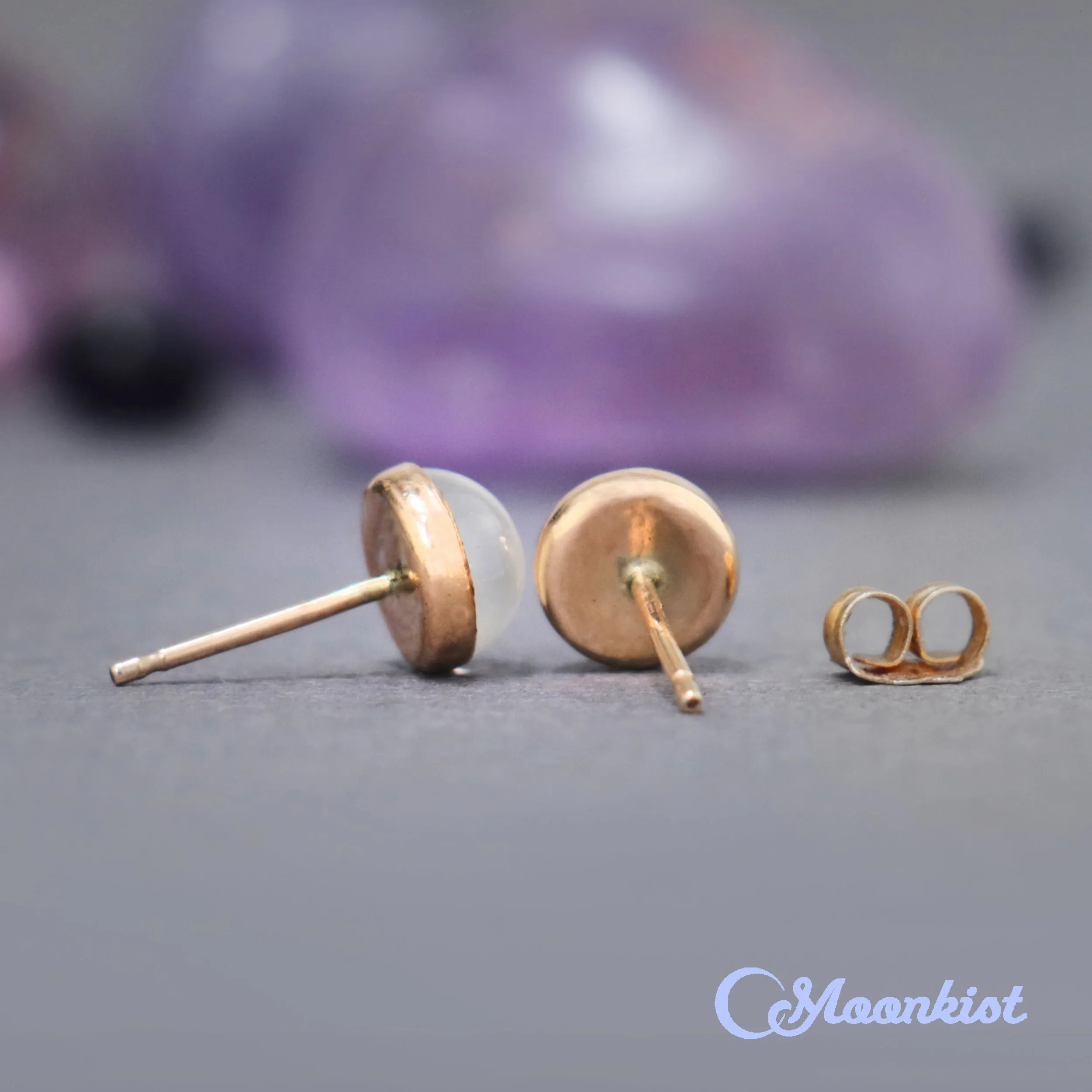 Gold Filled White Moonstone Stud Earrings  | Moonkist Designs