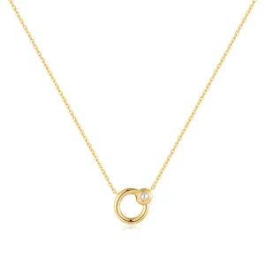 Gold Hoop Freshwater Pearl Necklace