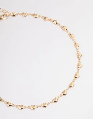 Gold Puffy Heart Choker