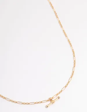 Gold Toggle Figaro Chain Necklace