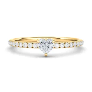 Heart & Pave Diamond Ring