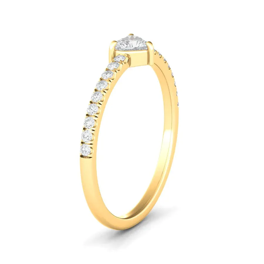 Heart & Pave Diamond Ring