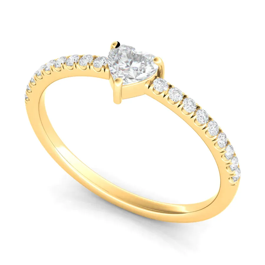 Heart & Pave Diamond Ring