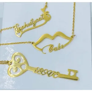 Heart of Gold Name Necklace - Love Key, Babe, Sophistycat