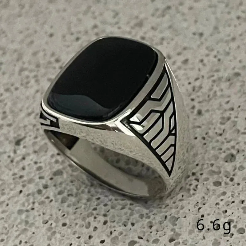 Hip Hop Punk Nostalgic Accessories in Europe and America, Trendy and Domineering Men's Gemstone Rings