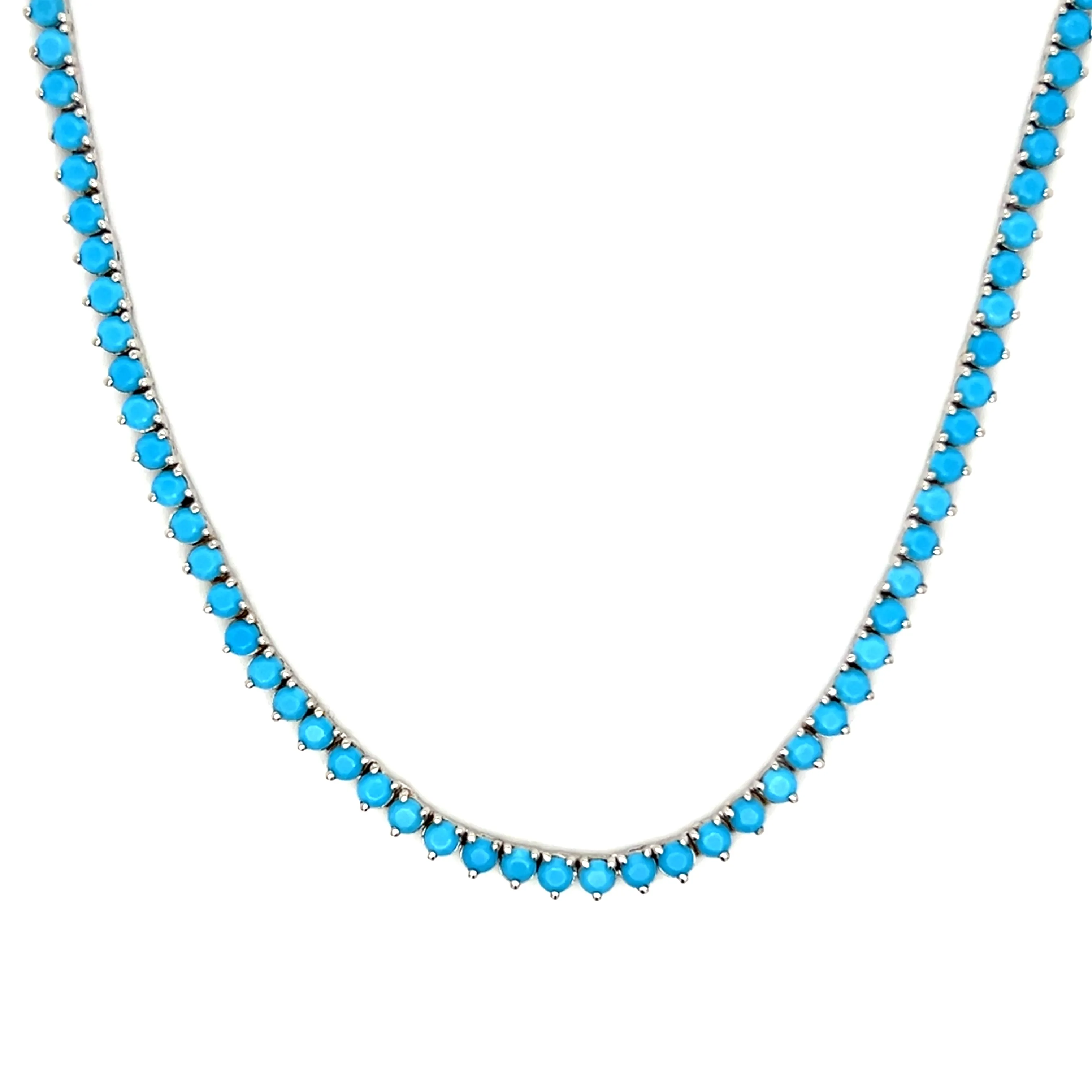 Ibiza Turquoise CZ’s 3 Prong Tennis Necklace