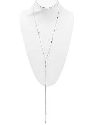 Jenna Crystal Pave Metal Bar Y Necklace