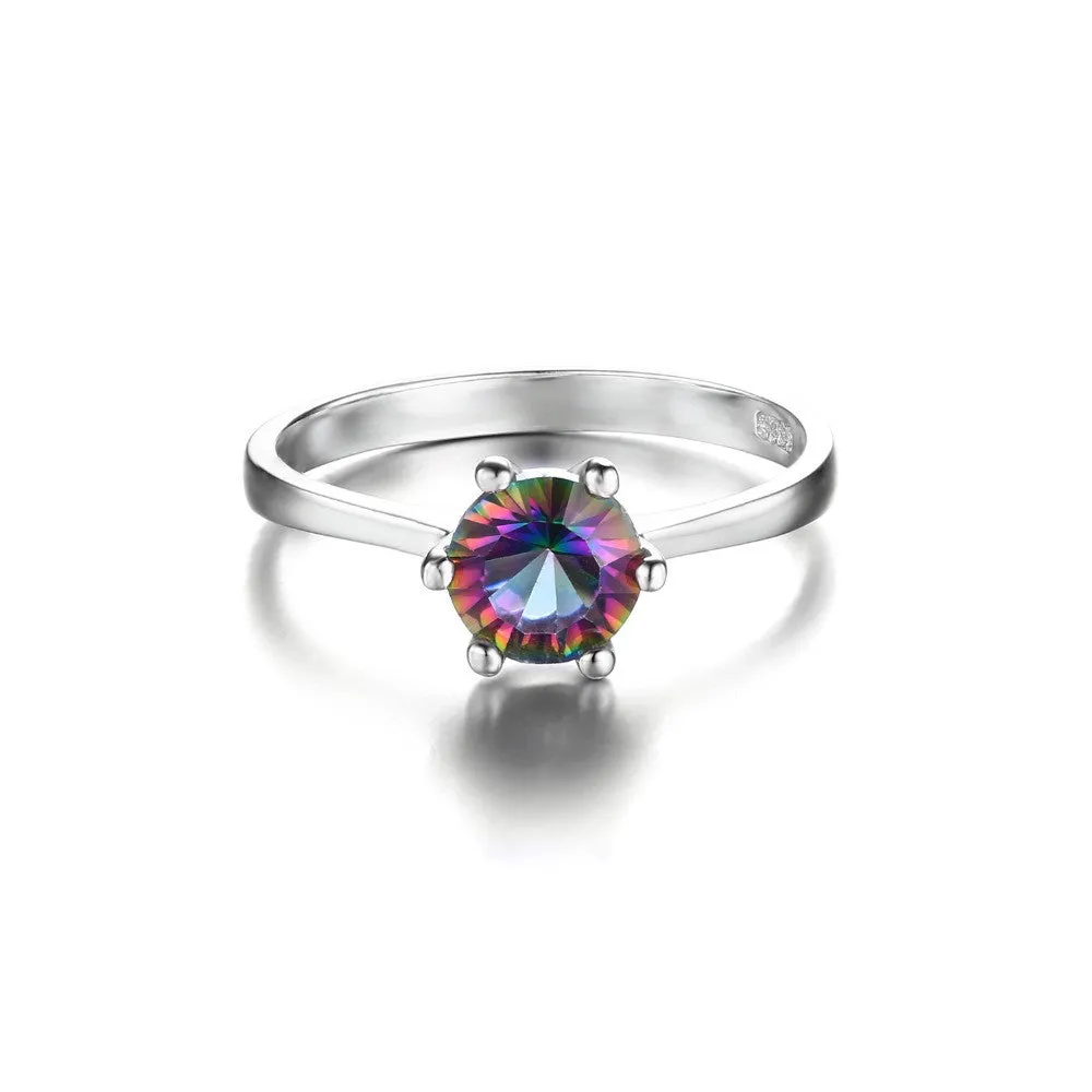 JewelryPalace Mystic Fire Rainbow Topazs Ring Promotion Hot Sale Round Pure 925 Sterling Silver Fine Jewelry Nice Gift For Women