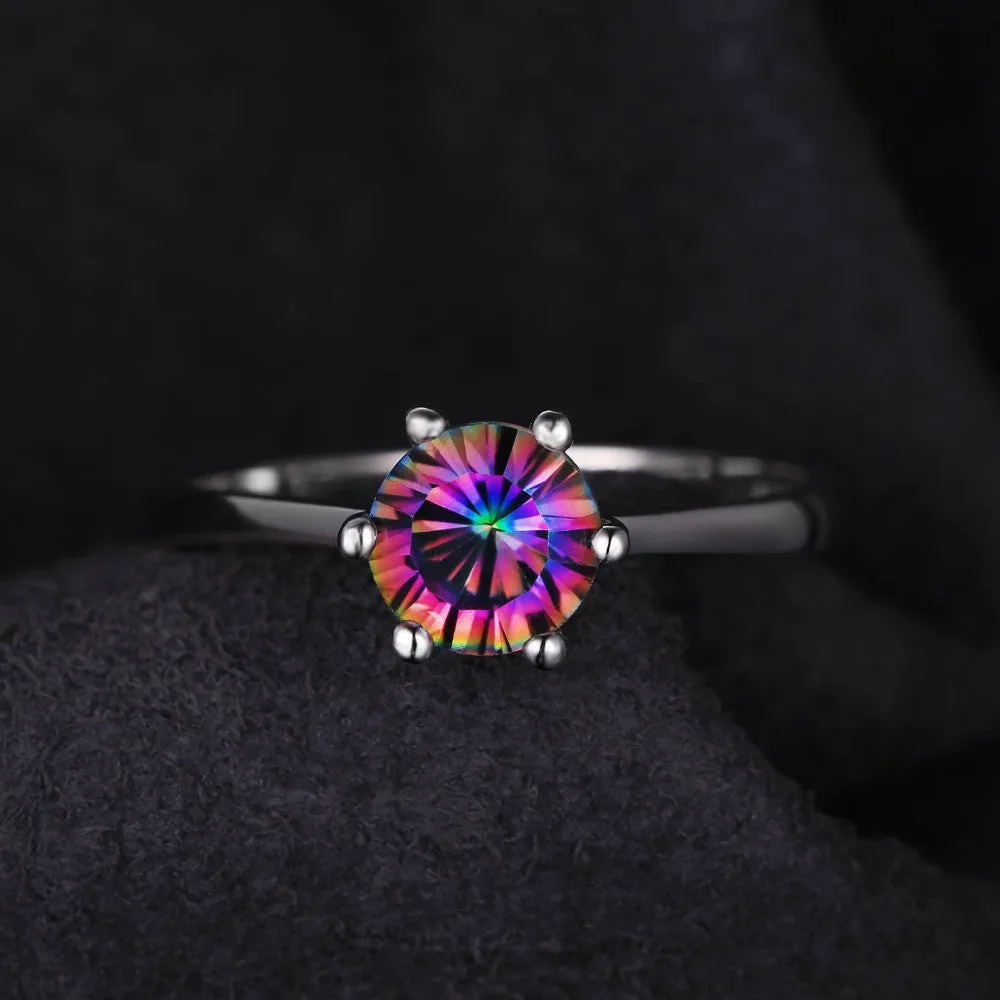 JewelryPalace Mystic Fire Rainbow Topazs Ring Promotion Hot Sale Round Pure 925 Sterling Silver Fine Jewelry Nice Gift For Women