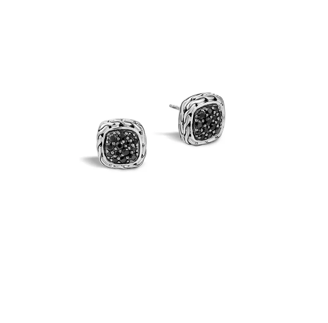 John Hardy Classic Chain Earrings with Black Sapphire