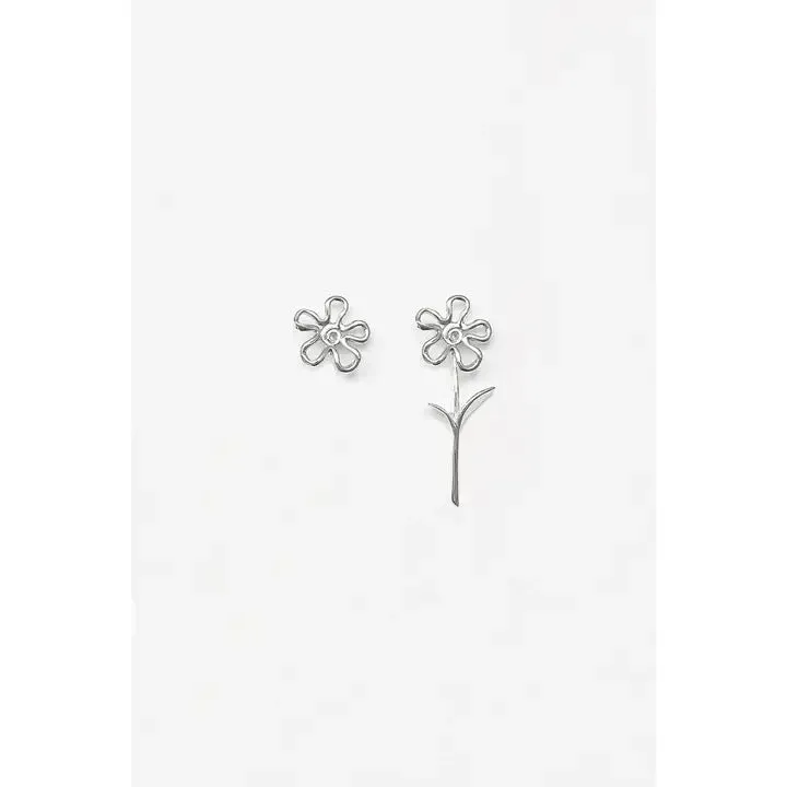 Kara Yoo Flora Studs   Stem Earrings (Silver)